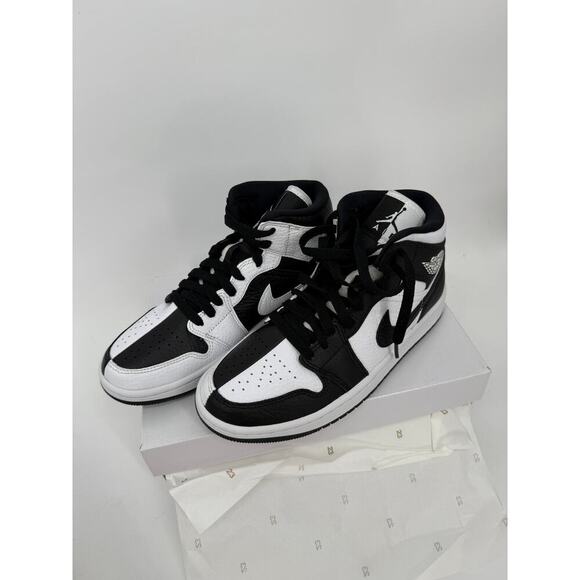 NIB Nike Women's Air Jordan 1 Mid SE Homage Split Black White - Picture 2 of 9